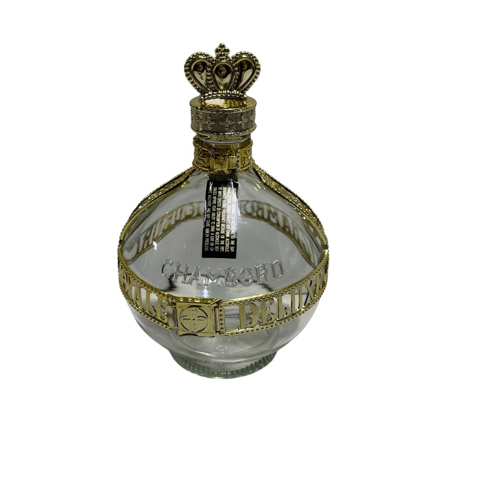 Chambord Liqueur Royale Deluxe Glass Bottle Decanter 750 ML w/ Crown Top EMPTY